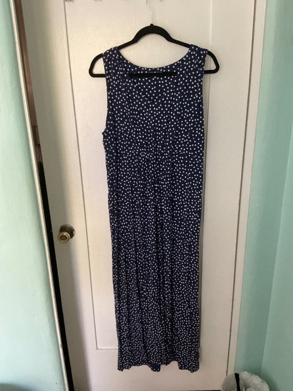 Coldwater Creek XL Navy Polka Dot Maxi Dress